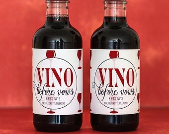 Winery Bachelorette Mini Wine Labels - Vino Before Vows // Personalized Stickers, Bottles NOT Included