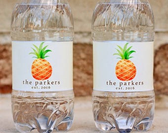 Pineapple Wedding Water Bottles Labels Waterproof - Wedding Water Bottle Stickers- Beach Wedding Favors - Tropical Wedding Welcome Bag Gifts