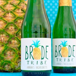 Pineapple Bachelorette Party Decorations Beach Bachelorette Mini Wine Label Mini Champagne Bottle Label Bachelorette Bride Tribe Label image 1