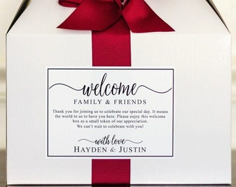 4X5" Large Wedding Welcome Bag Stickers with Welcome Letter - Personalized Printed Labels