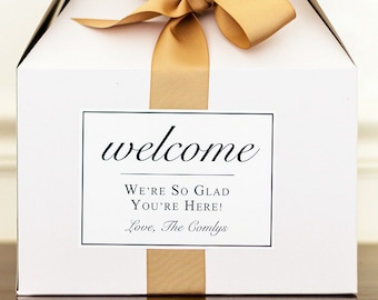 4X5" Large Welcome Bag Stickers for Wedding Guests - Classic Wedding Welcome Box Labels - Traditional Wedding Hotel Gift Bag Stickers