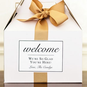 4X5" Large Welcome Bag Stickers for Wedding Guests - Classic Wedding Welcome Box Labels - Traditional Wedding Hotel Gift Bag Stickers