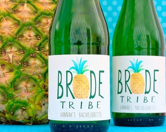 Pineapple Bachelorette Mini Champagne Bottle & Wine Labels