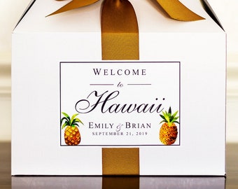 4X5" Pineapple Wedding Welcome Bag Stickers - Hawaii Wedding Gift Bag Labels - Destination Beach Wedding Welcome Boxes for Hotel Guests