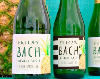 Beach Bachelorette Party Favors - Pineapple Bachelorette Decoration - Luau Bachelorette Mini Champagne Labels - Tropical Bridal Shower Favor
