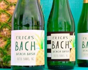 Pineapple Bachelorette Mini Champagne & Wine Labels