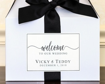 4X5" Large Hotel Wedding Welcome Bag Stickers - Gift Bag Labels for Wedding Guests - Personalized Wedding Favor Box Stickers