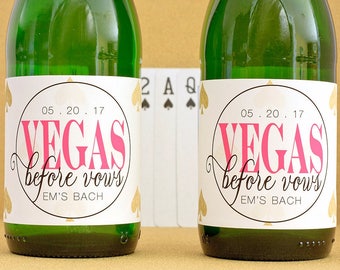 Vegas Before Vows Mini Champagne Bottle Labels. Las Vegas Bachelorette Party Favors. Personalized Vegas Favors. Casino Party Decorations