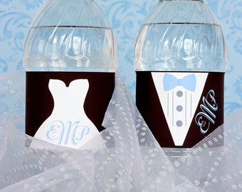 Bride & Groom Wedding Water Bottle Wraps - Custom Wedding Water Bottle Labels Printed - Wedding Welcome Bag Gift - Wedding Favor for Guests