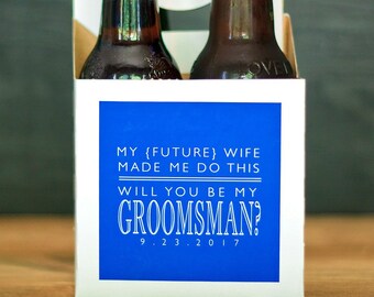Groomsmen Proposal Funny - Will You Be My Groomsman Beer Carrier - Best Man Proposal Beer - Groomsman Proposal Box - My Future Wife Made Me