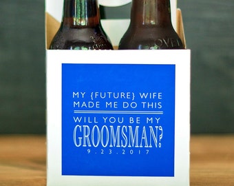 Funny Groomsmen Proposal Beer Carrier – Personalized Will You Be My Groomsman Gift