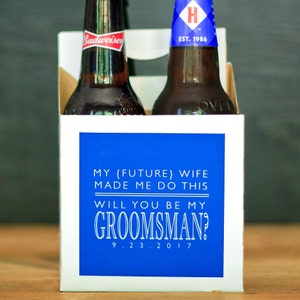 Groomsmen Proposal Funny - Will You Be My Groomsman Beer Carrier - Best Man Proposal Beer - Groomsman Proposal Box - My Future Wife Made Me