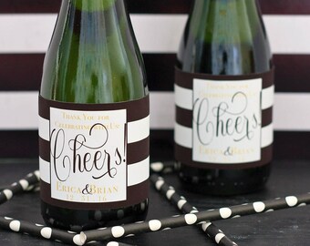 Wedding Mini Champagne Labels - Engagement Party Favors - Wedding Favors - Custom Mini Wine Bottle Labels - Personalized Mini Bottle Labels