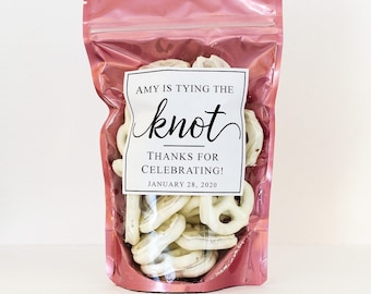 Wedding Pretzel Bags - Bridal Shower Favors - Tied the Knot Wedding Favor Bags for Guests - Tying the Knot Bags // Stand Up Zip Pouch Bags