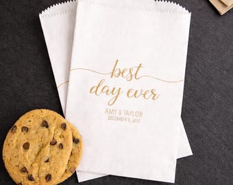Wedding Cookie Bags LINED - Best Day Ever Favor Bags // Personalized, Grease Resistant