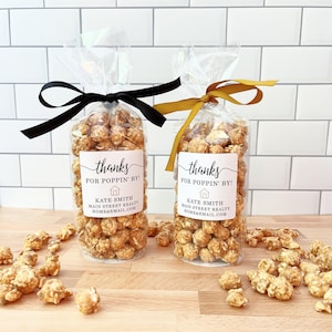 Real Estate Open House Favors - Marketing Ideas - Realtor Open House Giveaway Gifts for Clients // Popcorn Bags & Ribbon - Food NOT Included