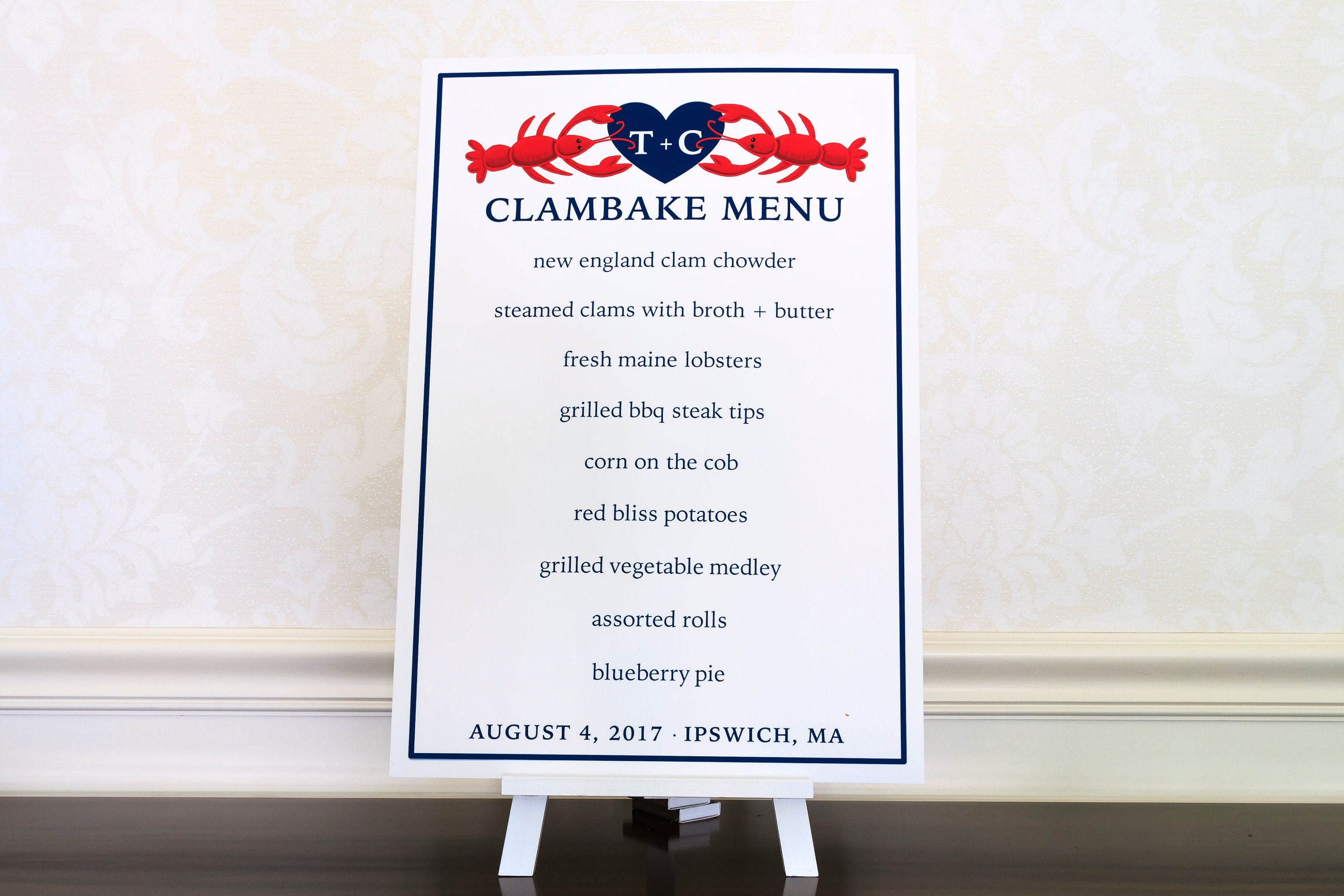 Printed Clambake Menu Sign. Menu Decoration for Beach Wedding Etsy