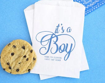 It's a Boy Baby Shower Favor Bags - Personalized, Lined, Grease Resistant Bags