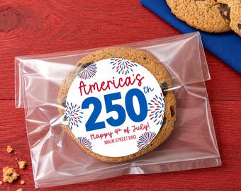 PRINTED America's 250th Stickers - Happy 4th of July - Personalized Round Labels