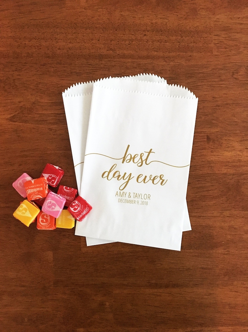Wedding Cookie Bags LINED - Best Day Ever Favor Bags // Personalized, Grease Resistant image 7