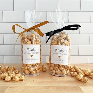 Popcorn Bags & Ribbon - Thanks for Popping By Party Favor for Guests - Bridal Shower, Wedding, Birthday Popcorn Bar Bags / Food NOT Included