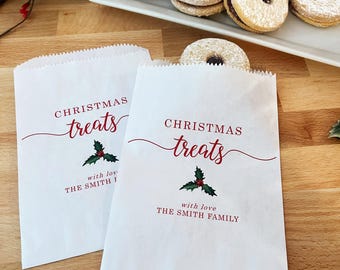 LINED Christmas Treat Gift Bags // Personalized, Grease Resistant