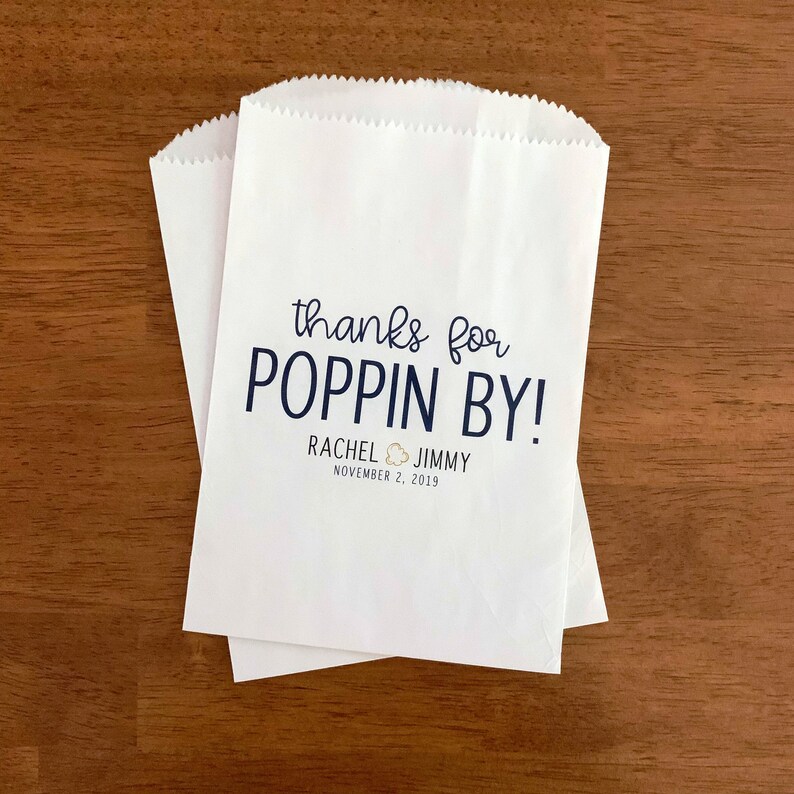 LINED Popcorn Bags Wedding Popcorn Favor Bags Engagement Etsy