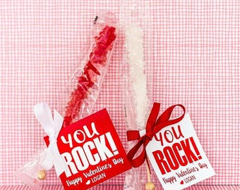You Rock Valentine's Day Tags & Ribbon - Rock Candy Tags // CANDY NOT INCLUDED