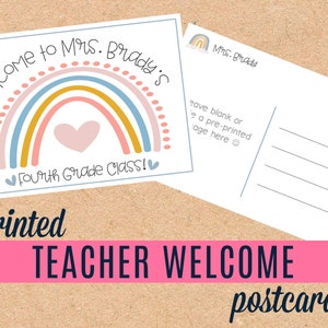 Cartes postales de bienvenue pour les étudiants - Notes de l'enseignant aux étudiants - Lettres de bienvenue dans ma classe - Cartes de papeterie Boho arc-en-ciel pour la rentrée