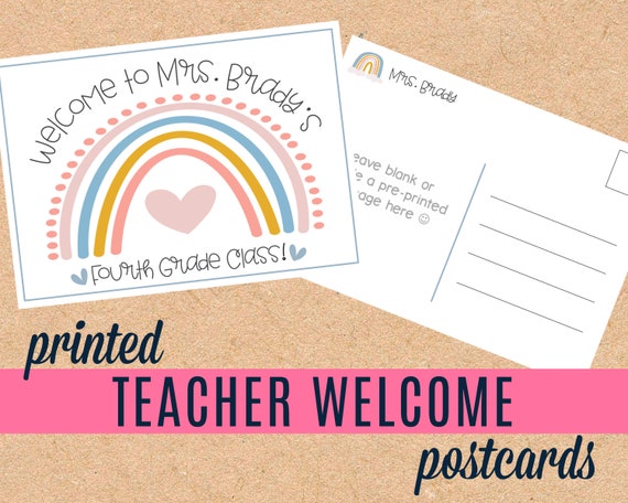 Welcome Postcards for Students - Boho Rainbow