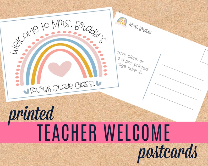 Welcome Postcards for Students - Boho Rainbow image 1