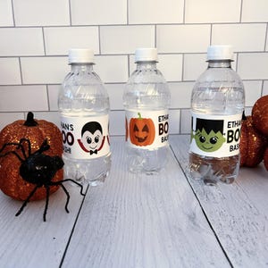 Halloween Water Bottle Labels - School & Kids Halloween Party Decorations - Trunk or Treat Halloween Party Favors - Bottle Wraps WATERPROOF