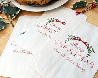 LINED Christmas Treat Bags - Merry Christmas Cookie Bags