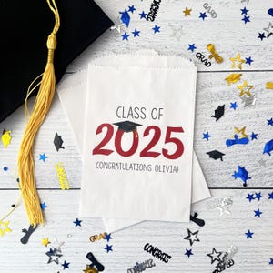 LINED Graduation Party Favor Bags - Graduation Cookie Bags, Candy Bar Bags - 2025 Graduation Party Decorations - School Colors Treat Bags