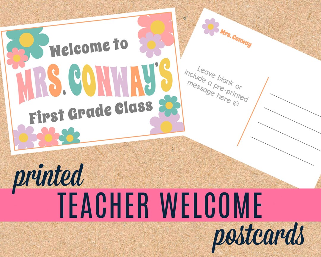 Groovy Classroom Theme Teacher Postcards - Teacher Note Cards to ...