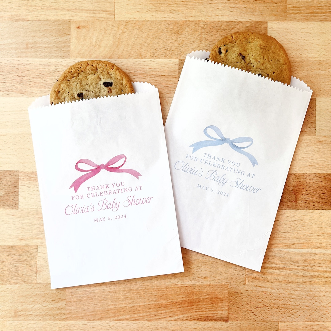 Bow Theme Party Favor Bags - Personalized Bridal & Baby Shower Treat ...