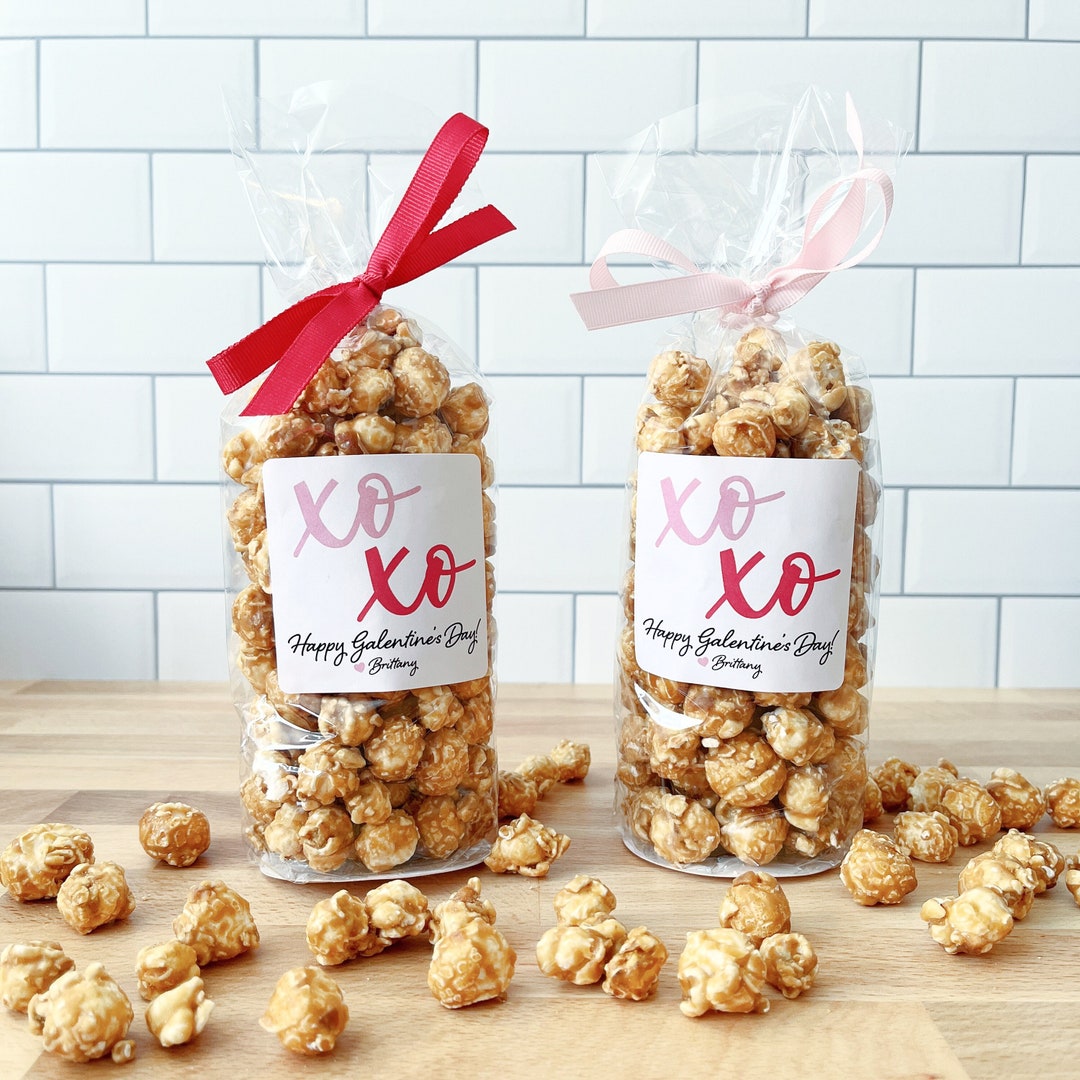 Valentine's Day Popcorn Bags & Ribbon Galentine's Day Party Favors XOXO