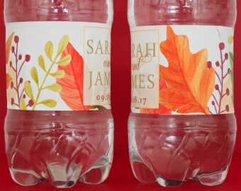 Fall Wedding Water Bottles Labels Waterproof - Fall Wedding Favors - Autumn Wedding Welcome Bag Gift - October Wedding Water Bottle Stickers