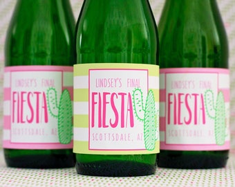 Final Fiesta Bachelorette Mini Champagne Label - Cactus Bachelorette Wine Label - Bridal Shower Decor - Mexico Bachelorette Party Decoration