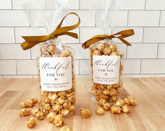 Thanksgiving Favor Popcorn Bags & Ribbon - Friendsgiving Table Decorations - Fall Wedding Favors for Guests // Food NOT Included