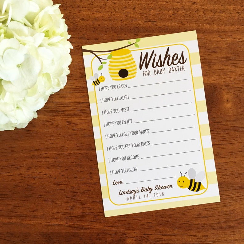 PRINTED Bumble Bee Baby Shower Prediction and Advice Card Etsy