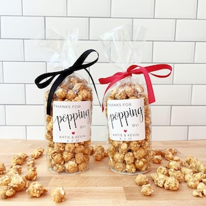 Thanks for Popping By Popcorn Bags & Ribbon - Party Favor for Guests - Bridal Shower, Wedding, Birthday Popcorn Bar Bags / Food NOT Included