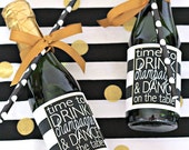 New Years Eve Wedding Mini Champagne Bottle Labels - New Years Party Favors - Bottles NOT Included