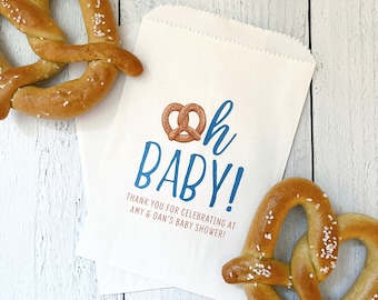 Personalized Oktoberfest Baby Shower Favors - Lined Pretzel Bags
