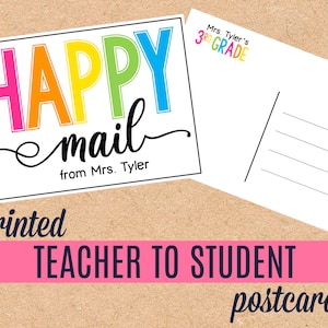 Happy Mail personnalisé pour les étudiants - Cartes postales de professeur pour les étudiants - Cartes postales pour les étudiants - Cartes de correspondance pour professeur arc-en-ciel pour la classe IMPRIMÉES