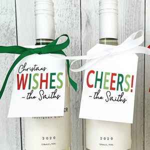 TAGS &amp; RIBBON Christmas Wine Tags - Personalized Holiday Wine Bottle ...