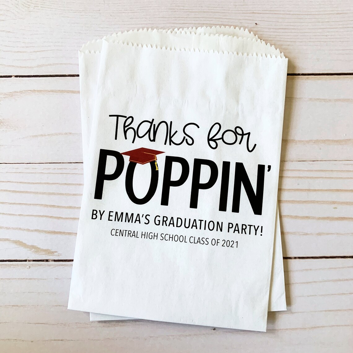 LINED Graduation Party Popcorn Bags Graduation Party Favor Etsy
