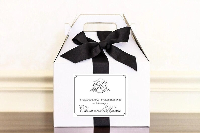 ASSEMBLED Wedding Weekend Welcome Boxes - Gable Boxes, Ribbon & Labels ...