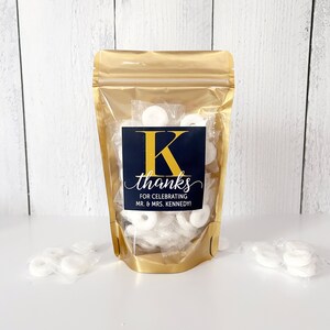 Wedding Favor Bags for Guests - Wedding Guest Thank You Gift - Celebrating the Mr & Mrs Pretzel, Candy, Treat Bag // Stand Up Zip Pouch Bags