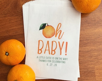 Clementine Baby Shower Favor Bags – Personalized Lined Treat Bags